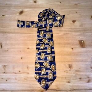 Robert Talbott Studio Nordstrom Extra Long‎ Silk Tie Blue Gold Geometric USA
